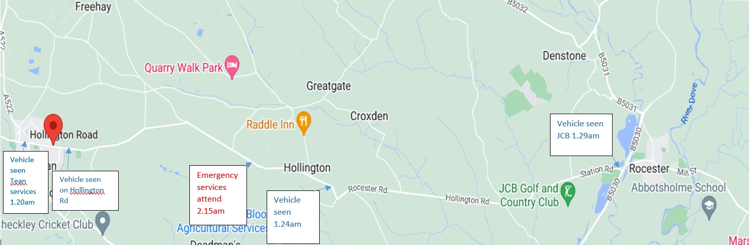 Map of vehicle of interest movements