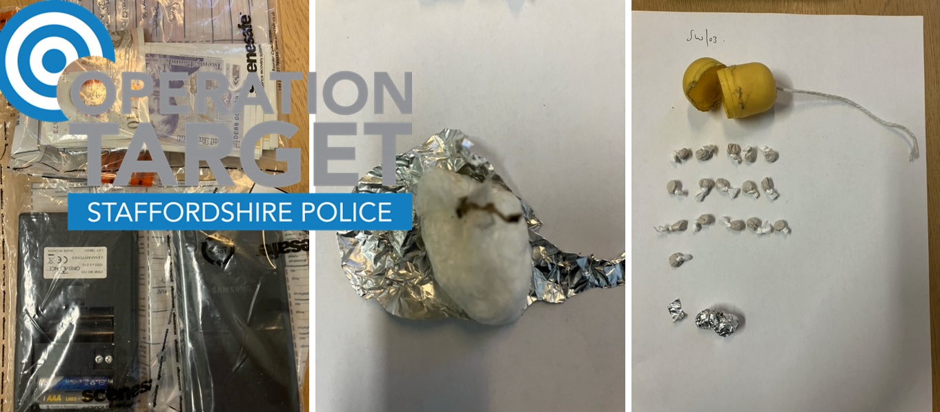 Images of the drugs seized with Op Target logo