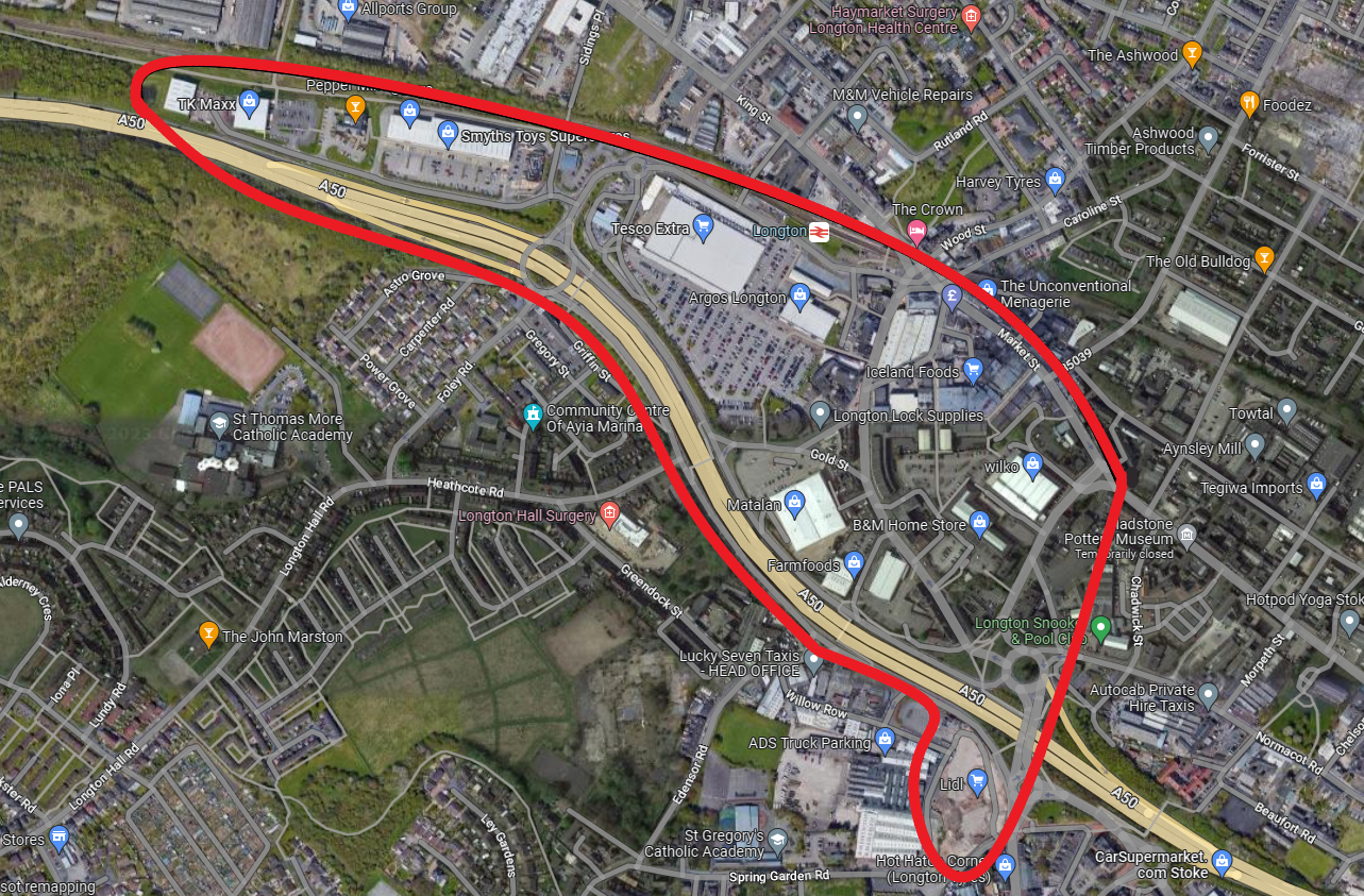 Google maps image of the dispersal area