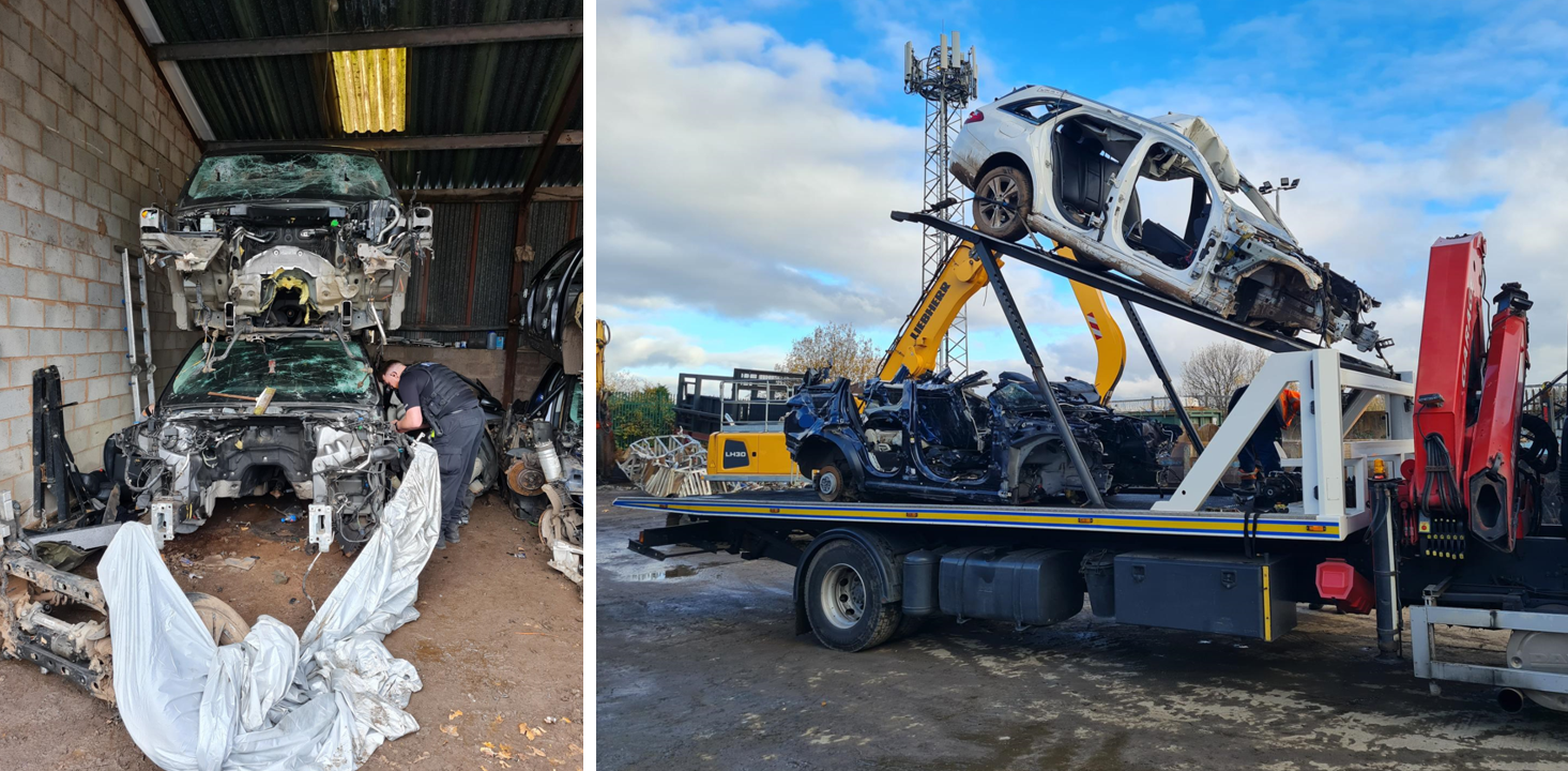 composite image of cars found in the suspected chop shop in Stafford
