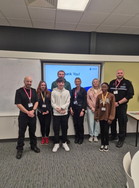 Students and officers at Stoke-on-Trent College