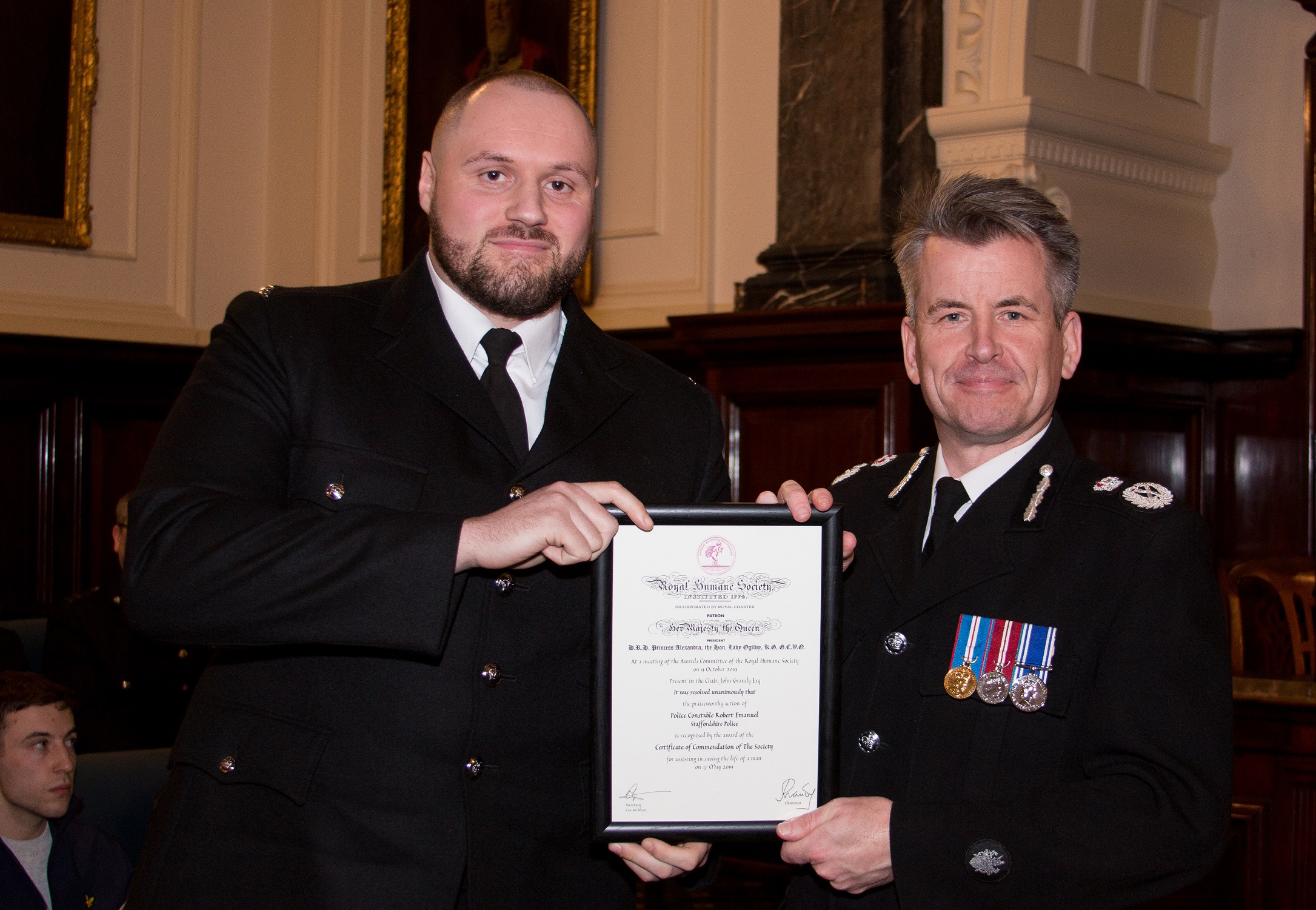 PC Robert Emanuel and Chief Constable Nick Baker