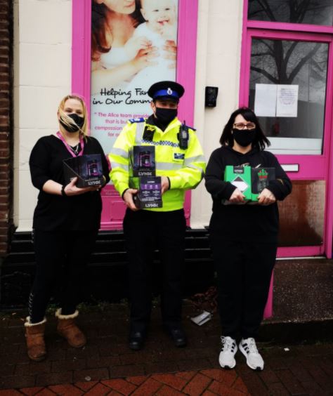 PCSO Neil Moffatt making a delivery to the Alice Charity