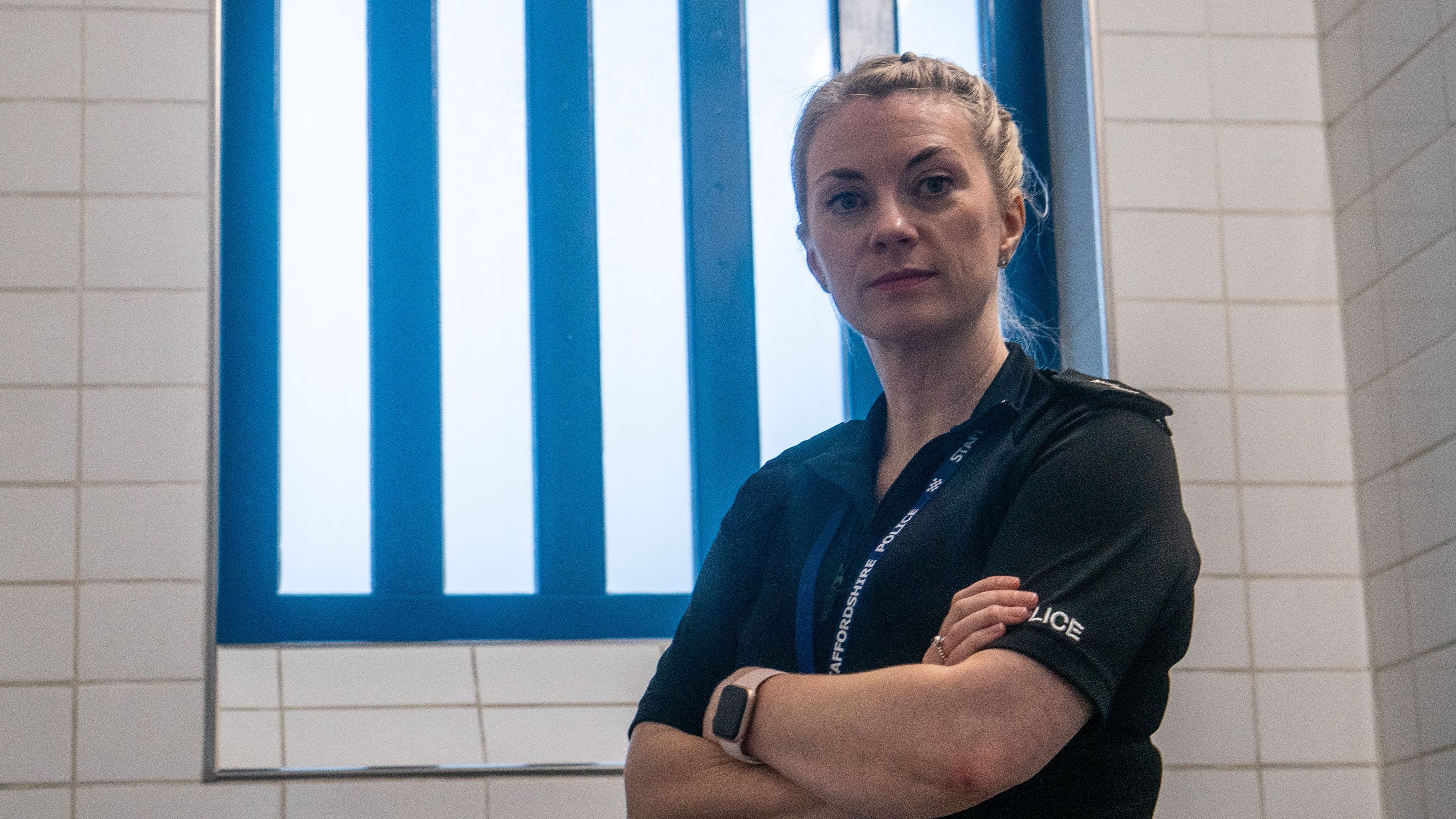 Inspector Karen Cooke inside a cell at Northern Area Custody Facility 