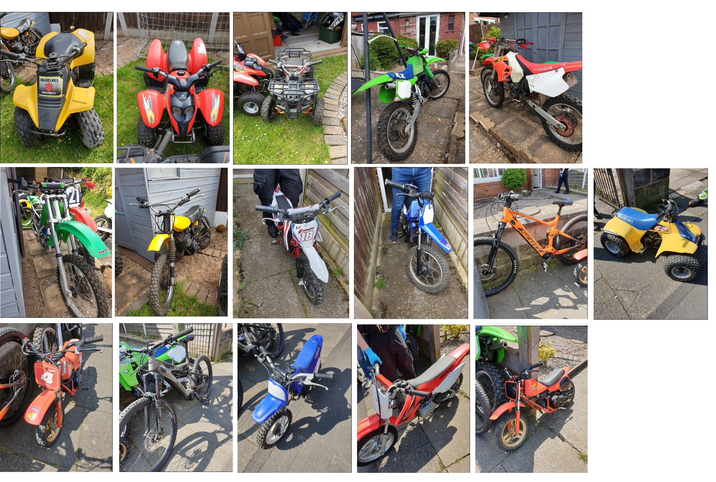 Composite image of the recovered bikes 