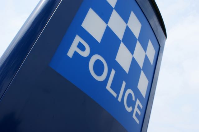 police blue and white sign