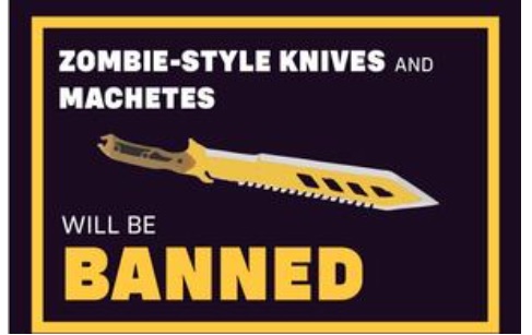 Zombie knife and machetes banned graphic