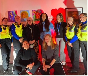 The officers at the art exhibition